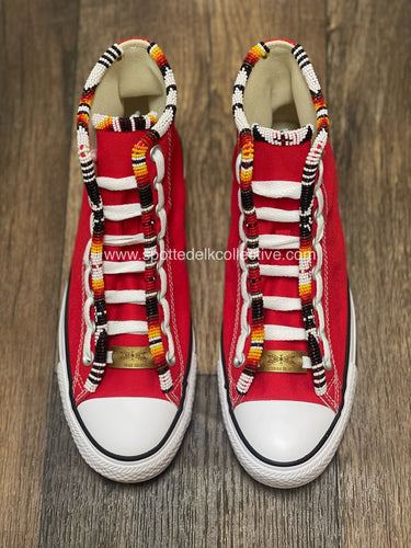 Beaded Red Converse W9/M7