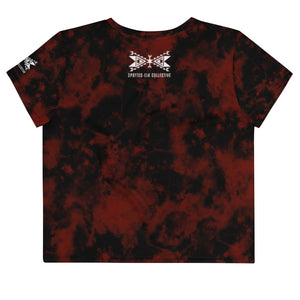 Dragonfly 4 Directions Tie Dye Crop Tee- Red/Black