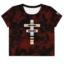 Load image into Gallery viewer, Dragonfly 4 Directions Tie Dye Crop Tee- Red/Black