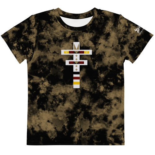 Kids Dragonfly 4 Directions Tie Dye Crew Tee- Black/Brown