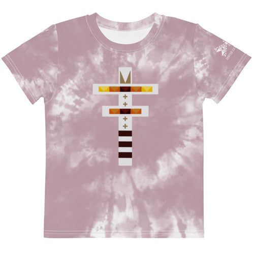 Dragonfly Fire Tie Dye Kids Crew Tee- Cheyenne Pink