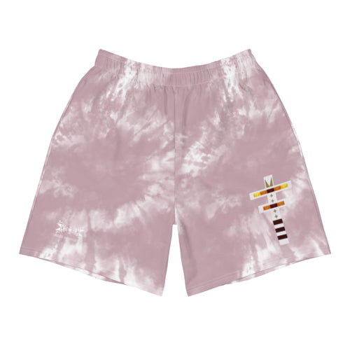 Dragonfly Fire Tie Dye Men's Athletic Long Shorts- Cheyenne Pink