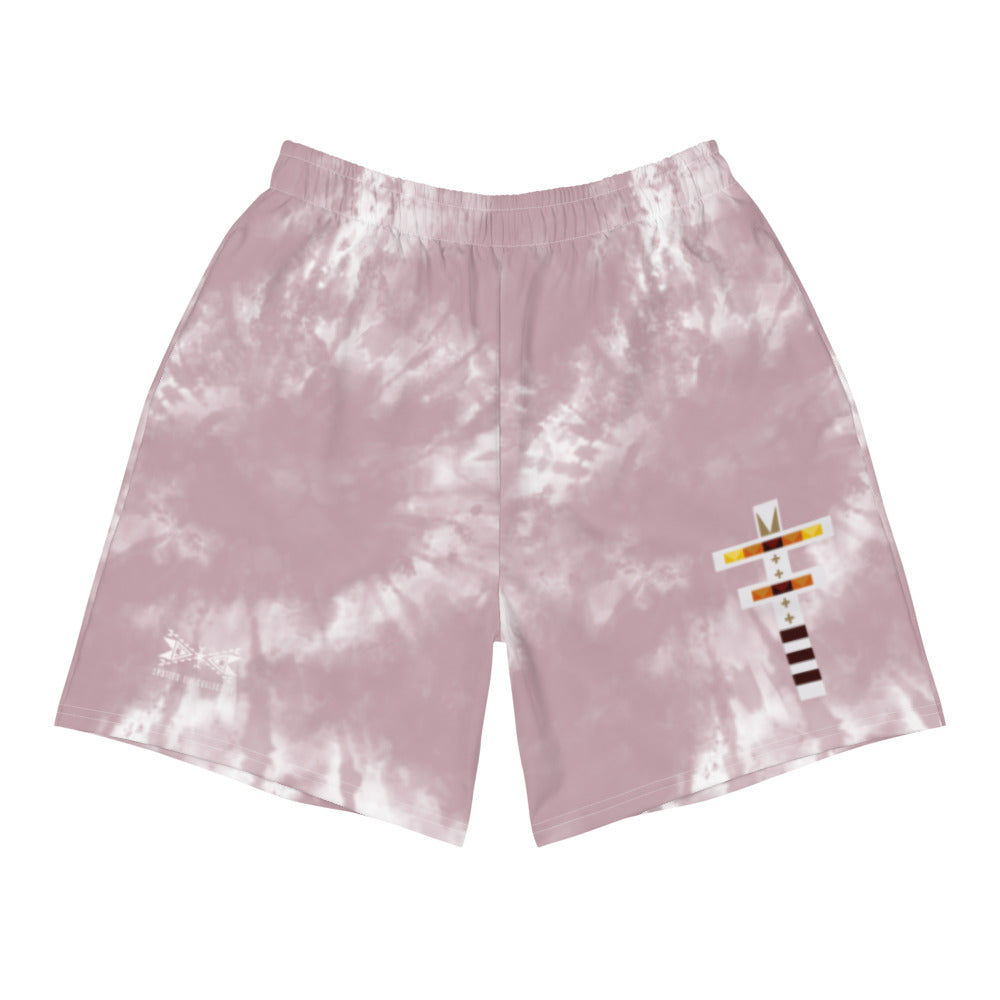 Dragonfly Fire Tie Dye Men's Athletic Long Shorts- Cheyenne Pink