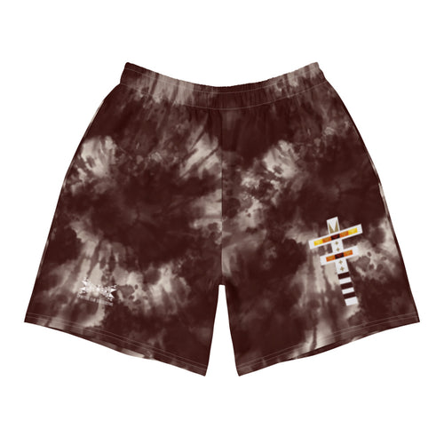 Dragonfly Fire Tie Dye Men's Athletic Long Shorts- Maroon