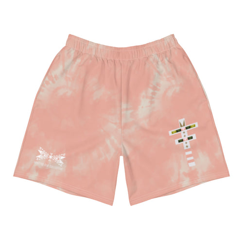 Dragonfly Power Tie Dye Men's Athletic Long Shorts- Peach