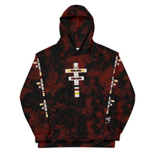 Load image into Gallery viewer, Dragonfly 4 Directions Tie Dye Unisex Hoodie- Red/Black