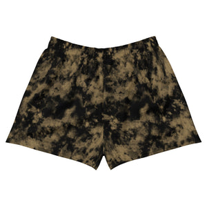 Dragonfly 4 Directions Tie Dye Women's Athletic Shorts- Black/ Brown