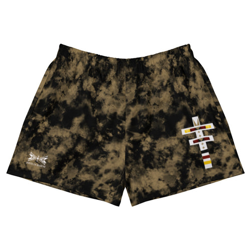 Dragonfly 4 Directions Tie Dye Women's Athletic Shorts- Black/ Brown