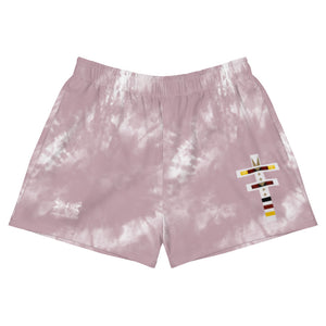 Dragonfly 4 Directions Tie Dye Women's Athletic Shorts- Cheyenne Pink