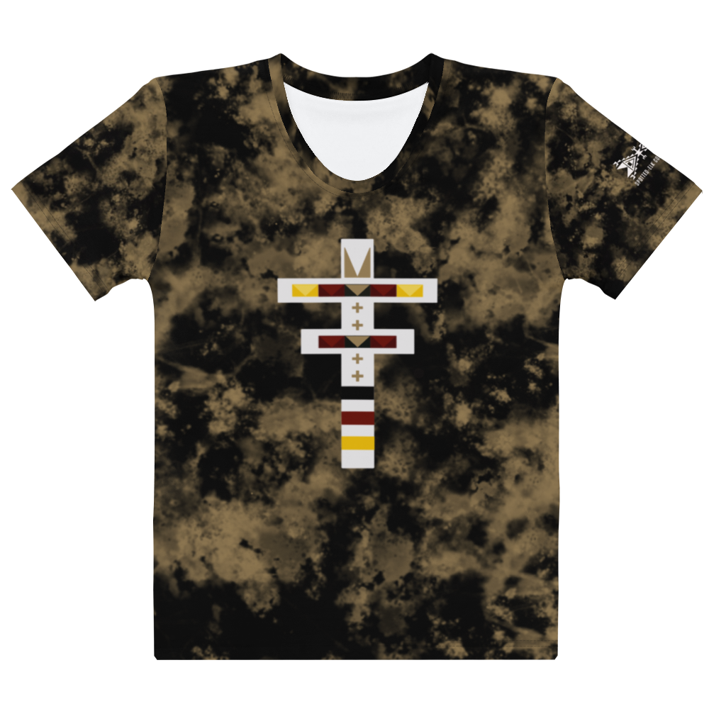 Dragonfly 4 Directions Tie Dye Women's Tee- Black/Brown