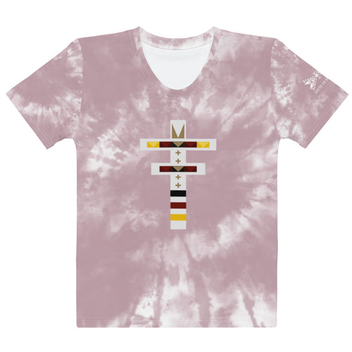 Dragonfly 4 Directions Tie Dye Women's Tee- Cheyenne Pink