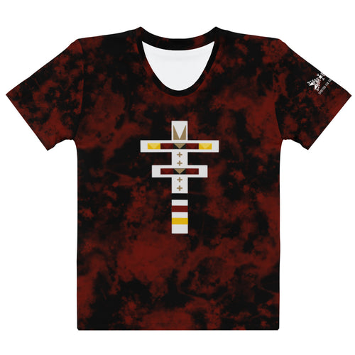 Dragonfly 4 Directions Tie Dye Women's Tee- Red/Black