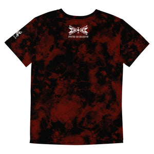 Dragonfly 4 Directions Tie Dye Youth Crew Tee- Red/Black