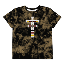Load image into Gallery viewer, Youth Dragonfly 4 Directions Tie Dye Crew Tee- Black/Brown