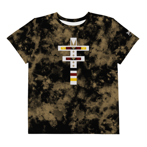 Youth Dragonfly 4 Directions Tie Dye Crew Tee- Black/Brown