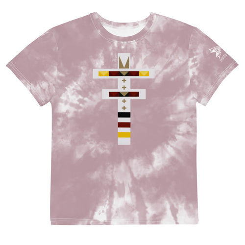 Dragonfly 4 Directions Tie Dye Youth Crew Tee- Cheyenne Pink