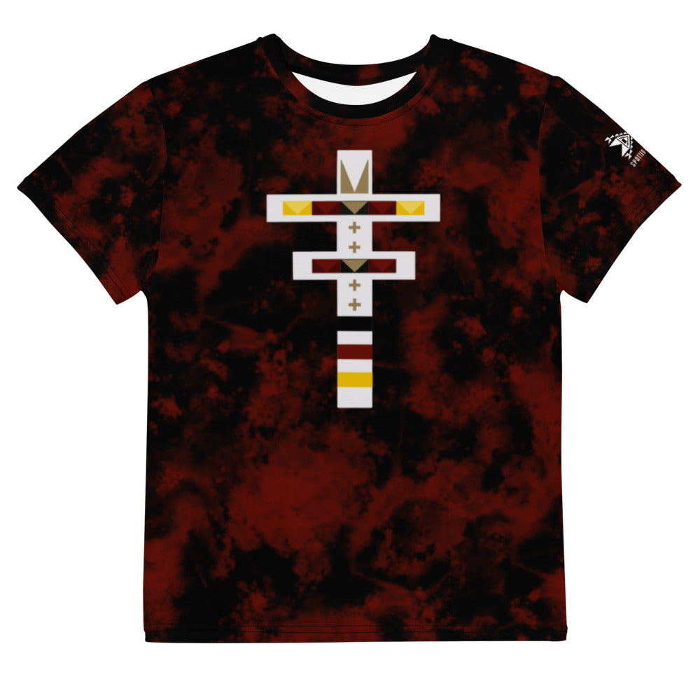 Dragonfly 4 Directions Tie Dye Youth Crew Tee- Red/Black