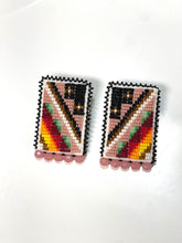 Load image into Gallery viewer, Geo Beaded Black and Pink Earrings