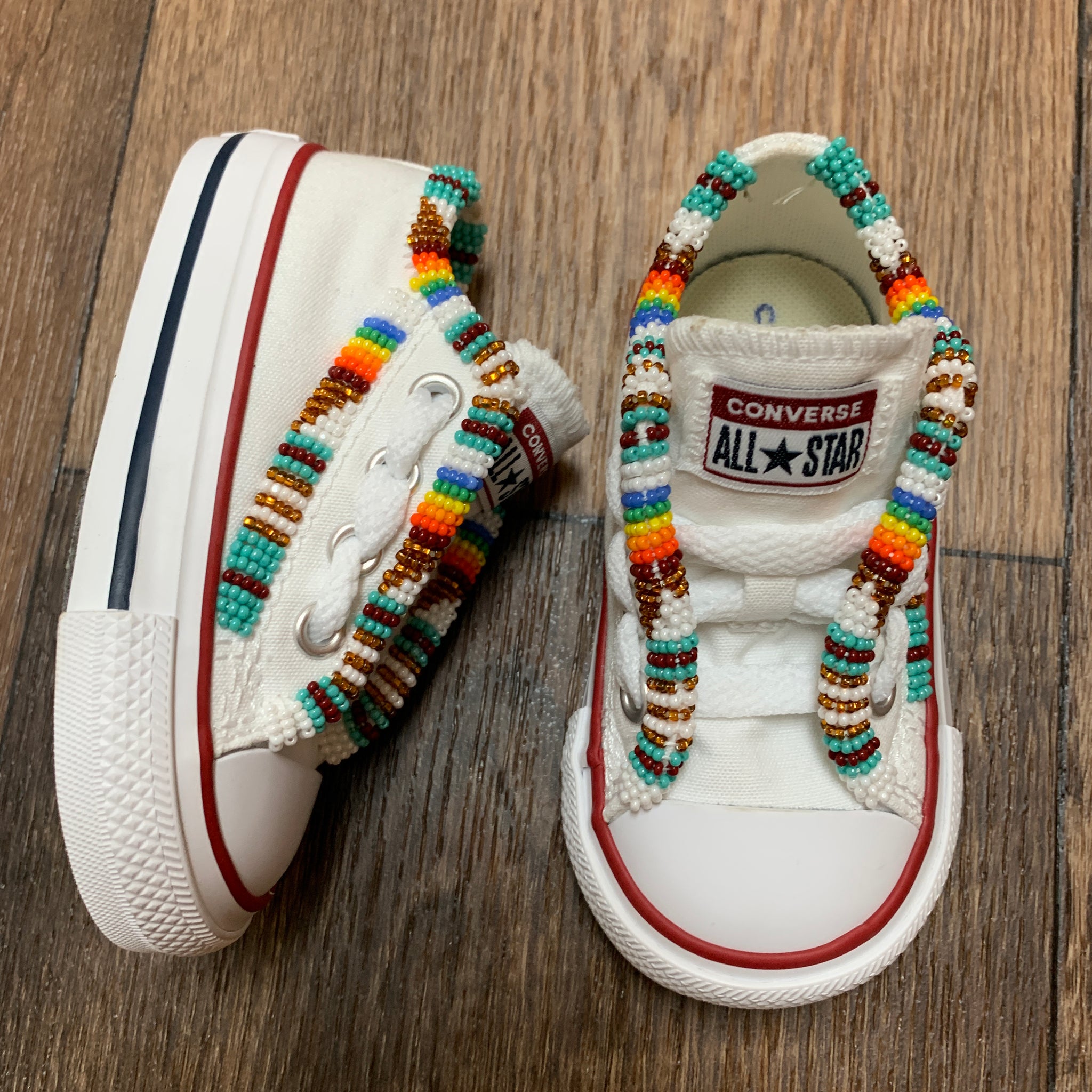 dash efterfølger Land med statsborgerskab Custom Beaded Toddler Converse Shoes – Spotted-Elk Collective
